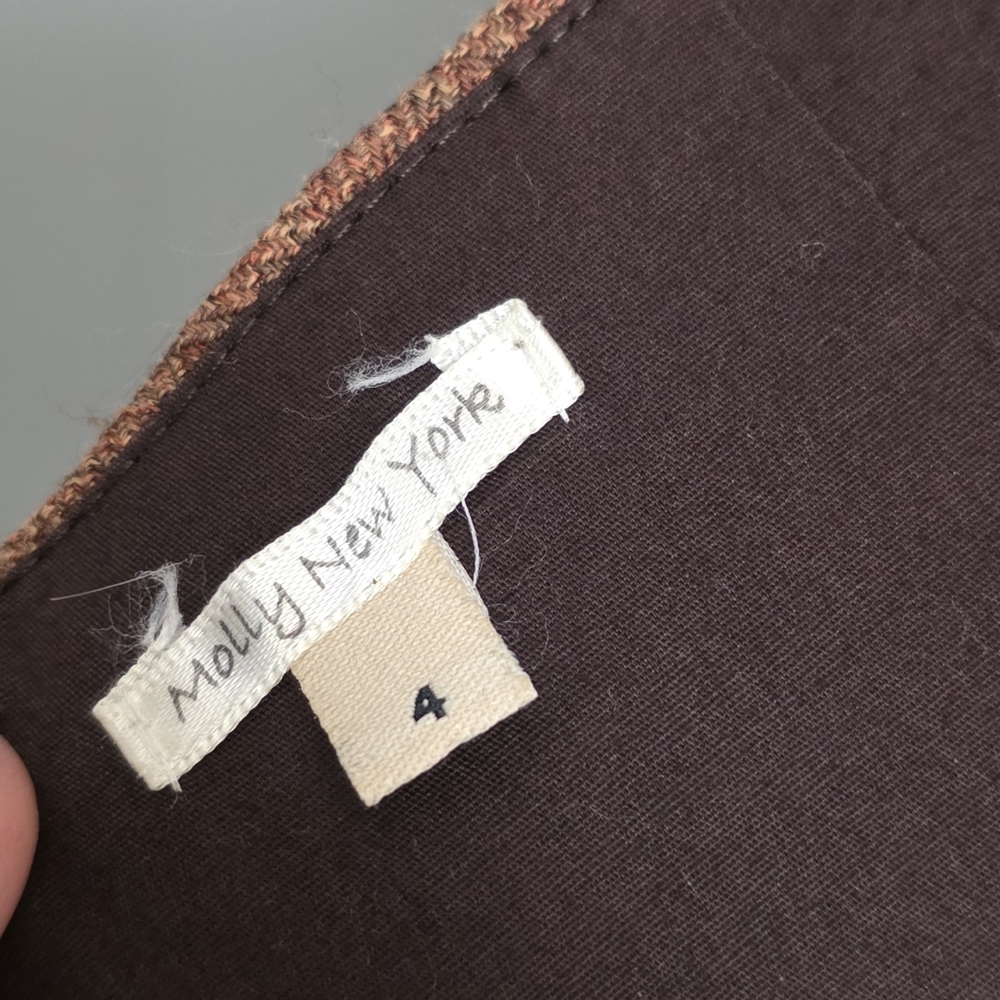 Molly New York Anthropologie Verite Tweed Strapless Rust Brown Dress Size 4 - Picture 12 of 14